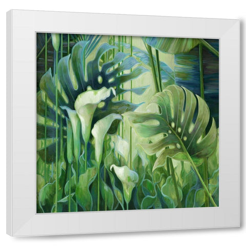 Tropical Garden White Modern Wood Framed Art Print by Vollherbst-Lane, Elaine