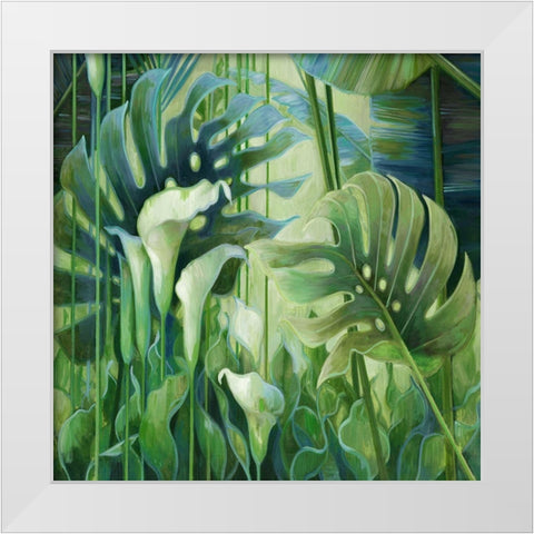Tropical Garden White Modern Wood Framed Art Print by Vollherbst-Lane, Elaine