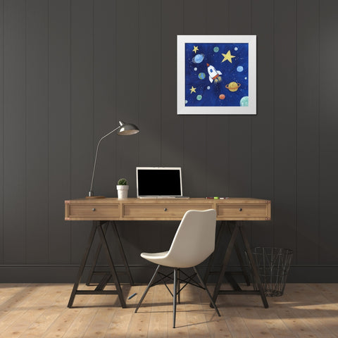 Outer Space White Modern Wood Framed Art Print by Nan