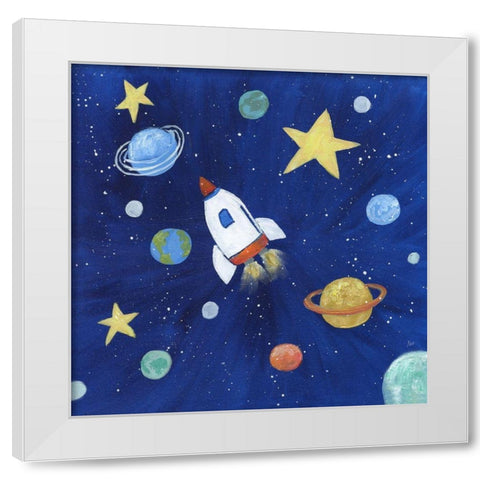 Outer Space White Modern Wood Framed Art Print by Nan