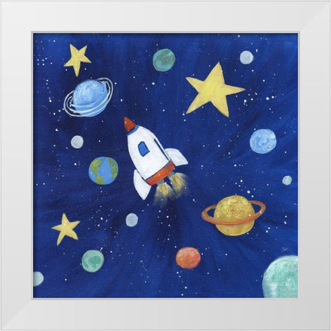 Outer Space White Modern Wood Framed Art Print by Nan