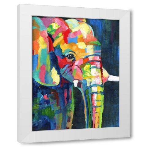 Vibrant Elephant White Modern Wood Framed Art Print by Nan