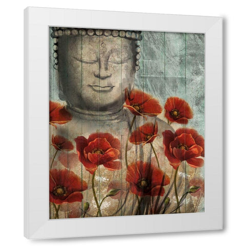 Floral Buddha White Modern Wood Framed Art Print by Knutsen, Conrad