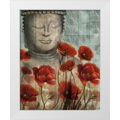 Floral Buddha White Modern Wood Framed Art Print by Knutsen, Conrad