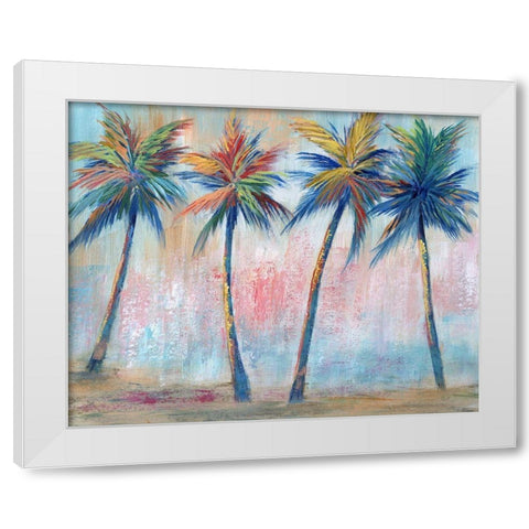 Color Pop Palms White Modern Wood Framed Art Print by Nan