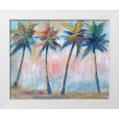 Color Pop Palms White Modern Wood Framed Art Print by Nan