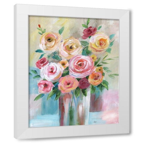 Bright Bouquet White Modern Wood Framed Art Print by Nan