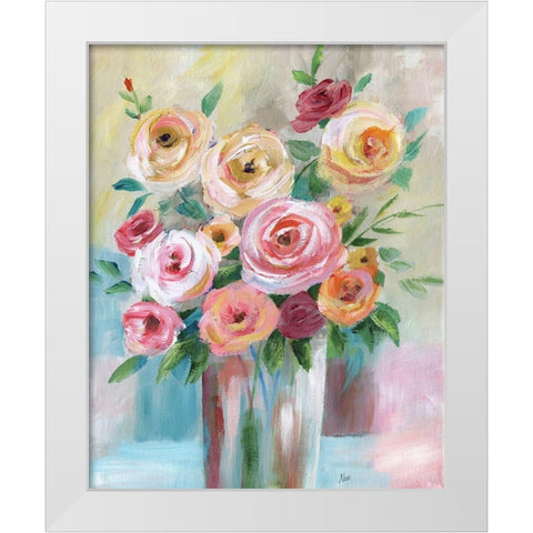 Bright Bouquet White Modern Wood Framed Art Print by Nan