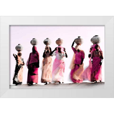 Thar Desert Women White Modern Wood Framed Art Print by Kramer, Philip