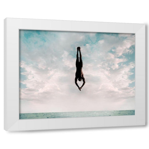 Cliff Diver White Modern Wood Framed Art Print by Souders, Paul