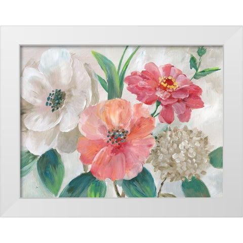 Color Pop Bouquet White Modern Wood Framed Art Print by Nan