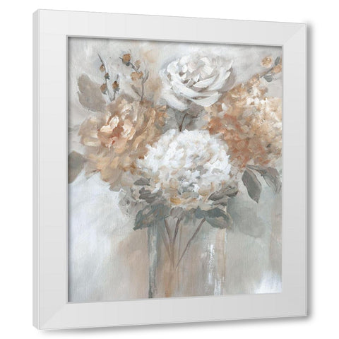 Blushing Bouquet White Modern Wood Framed Art Print by Nan