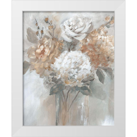 Blushing Bouquet White Modern Wood Framed Art Print by Nan