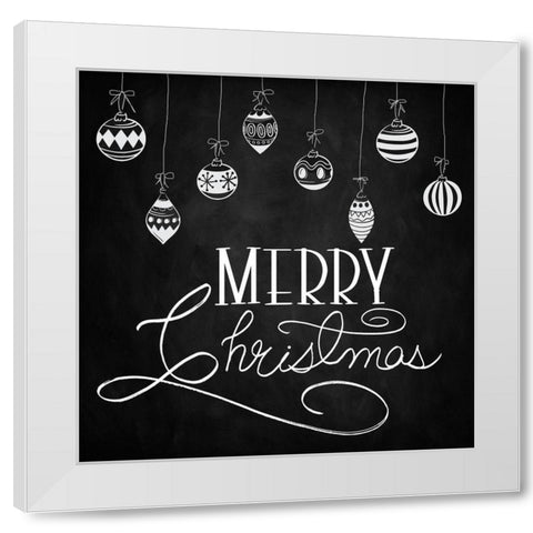 Merry Christmas White Modern Wood Framed Art Print by Santiago, Daniela