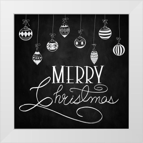 Merry Christmas White Modern Wood Framed Art Print by Santiago, Daniela
