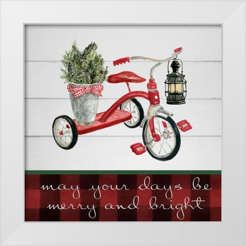 Christmas Tricycle White Modern Wood Framed Art Print by Robinson, Carol