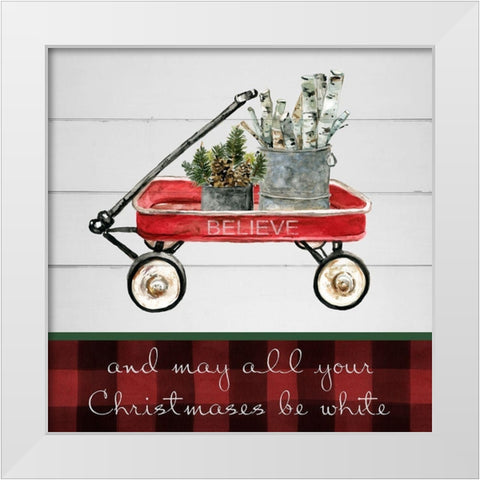 Christmas Wagon White Modern Wood Framed Art Print by Robinson, Carol