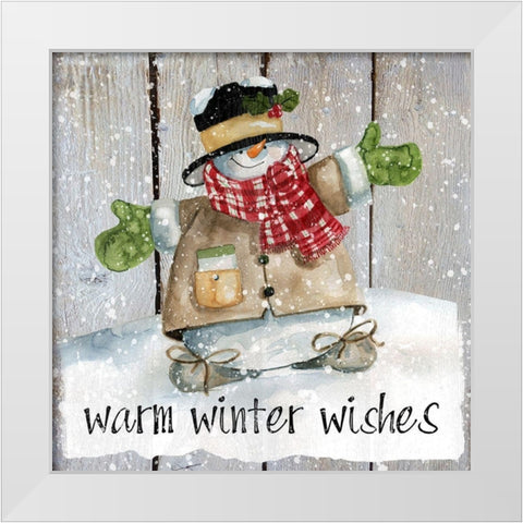 Winter Wishes Snowman White Modern Wood Framed Art Print by Robinson, Carol