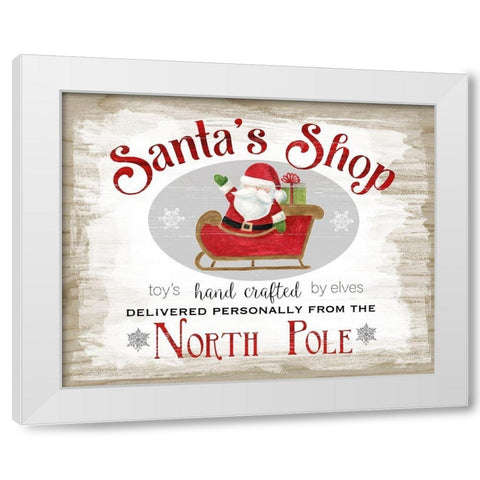Santas Shop White Modern Wood Framed Art Print by Robinson, Carol