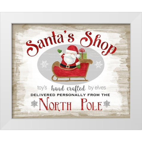 Santas Shop White Modern Wood Framed Art Print by Robinson, Carol