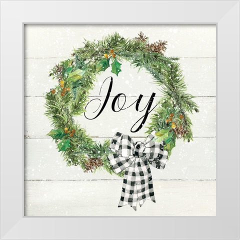 Wreath Joy White Modern Wood Framed Art Print by Robinson, Carol