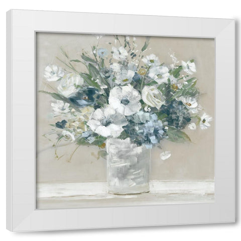 Neutral Bouquet White Modern Wood Framed Art Print by Swatland, Sally