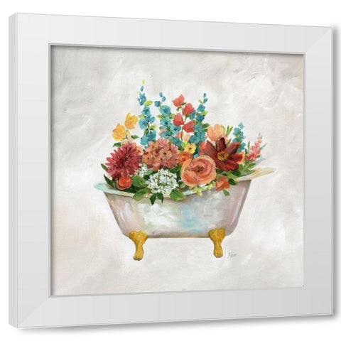 Tub Bouquet White Modern Wood Framed Art Print by Nan