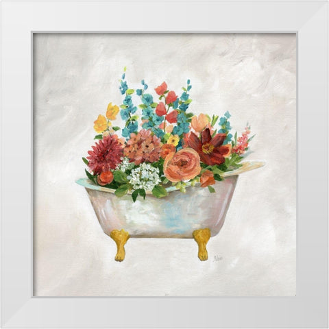 Tub Bouquet White Modern Wood Framed Art Print by Nan