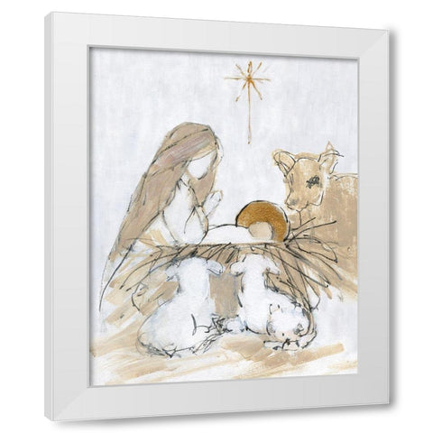 Holy Night Manger White Modern Wood Framed Art Print by Swatland, Sally