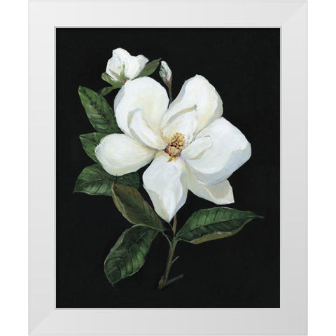 Midnight Magnolia White Modern Wood Framed Art Print by Swatland, Sally