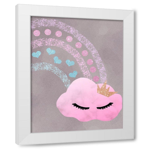 Cloudy Rainbow White Modern Wood Framed Art Print by Santiago, Daniela