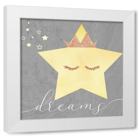 Dreams White Modern Wood Framed Art Print by Santiago, Daniela