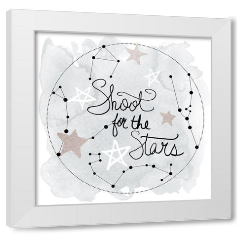 Shoot For the Stars White Modern Wood Framed Art Print by Santiago, Daniela