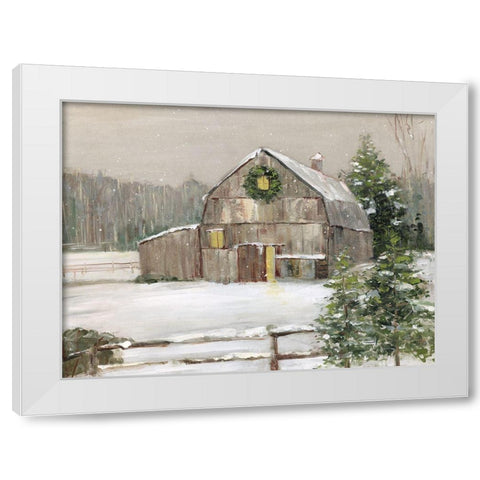 Winter Barn White Modern Wood Framed Art Print by Swatland, Sally