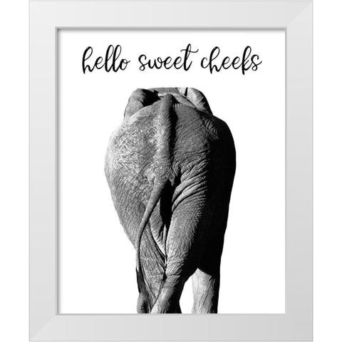 Elephant Bum White Modern Wood Framed Art Print by Delimont, Danita