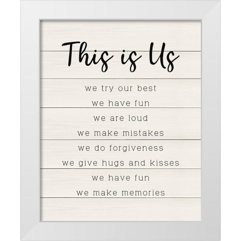 This is Us White Modern Wood Framed Art Print by CAD Designs