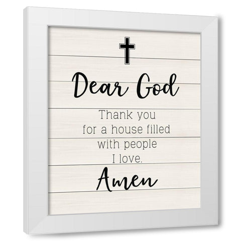 Dear God White Modern Wood Framed Art Print by CAD Designs