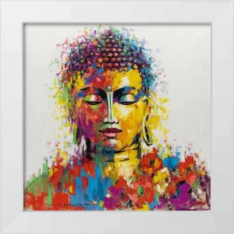 Buddha White Modern Wood Framed Art Print by Orme, E. Anthony