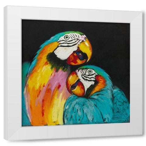 Playful Parrot White Modern Wood Framed Art Print by Orme, E. Anthony