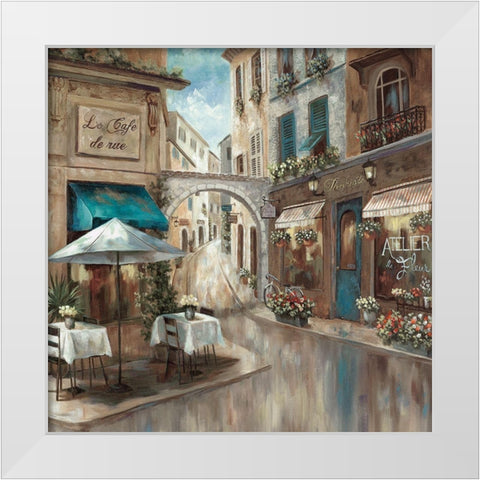 Provence Cafe I White Modern Wood Framed Art Print by Nan