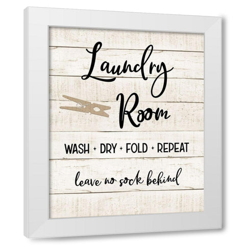 Laundry Pin I White Modern Wood Framed Art Print by CAD Designs