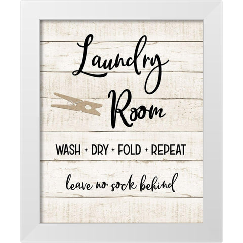 Laundry Pin I White Modern Wood Framed Art Print by CAD Designs