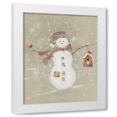 Linen Snowman I White Modern Wood Framed Art Print by Swatland, Sally