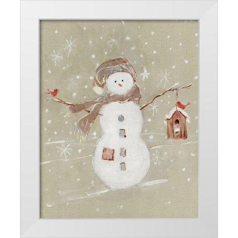 Linen Snowman I White Modern Wood Framed Art Print by Swatland, Sally