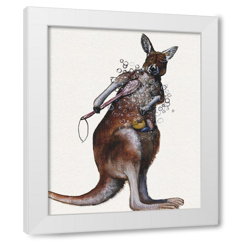 Bath Animals IV White Modern Wood Framed Art Print by Brooks, Donna