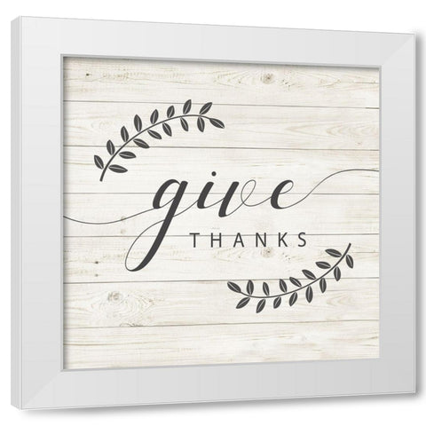 Give Thanks White Modern Wood Framed Art Print by Murray, Amanda