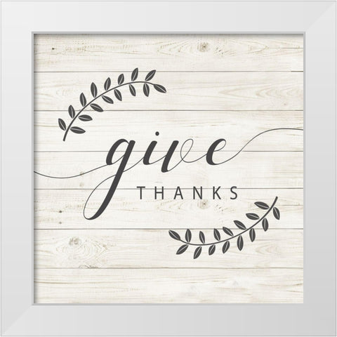Give Thanks White Modern Wood Framed Art Print by Murray, Amanda