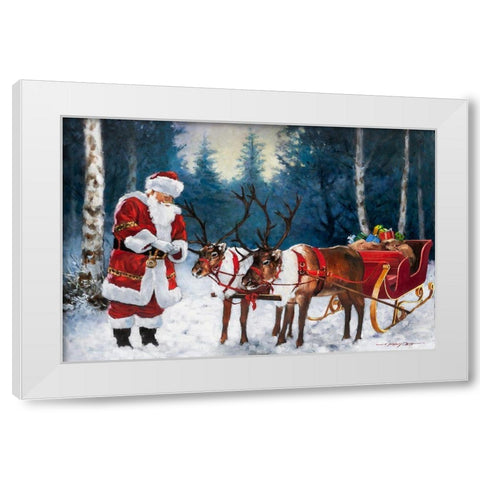 Santa Prepping the Team White Modern Wood Framed Art Print by Orme, E. Anthony