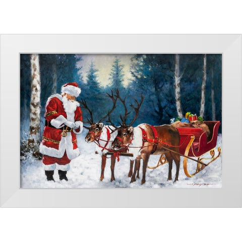 Santa Prepping the Team White Modern Wood Framed Art Print by Orme, E. Anthony