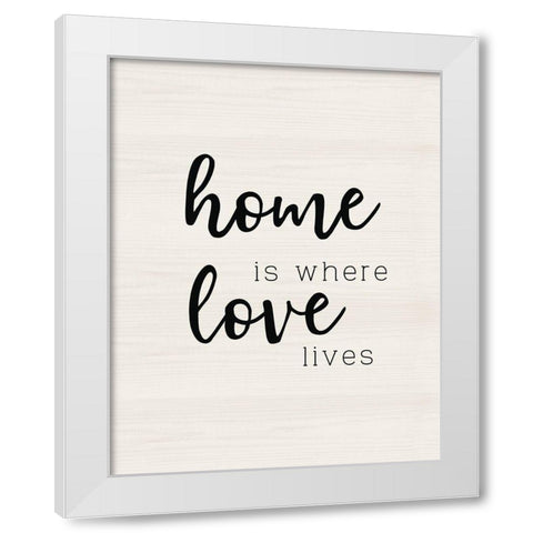 Love Lives White Modern Wood Framed Art Print by CAD Designs